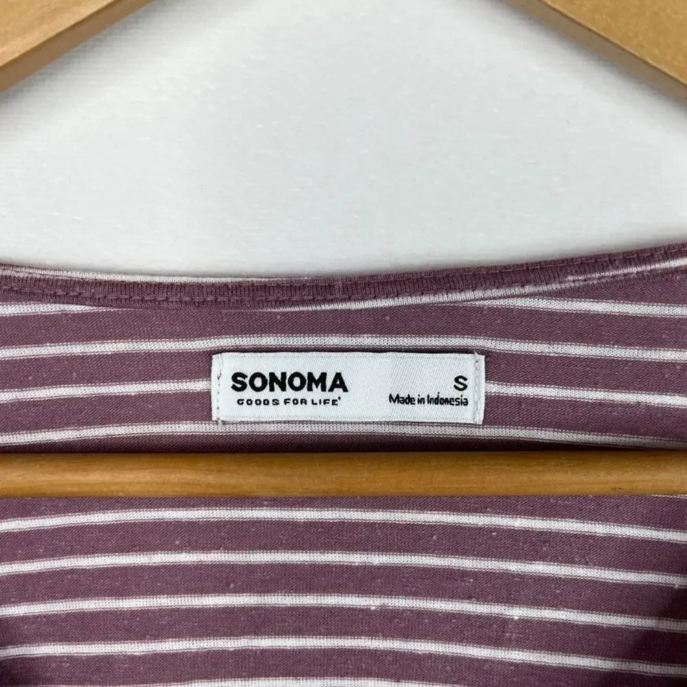 NWT Sonoma Goods for Life Purple Stripe Baby Doll Peasant Top Small - Picture 4 of 9